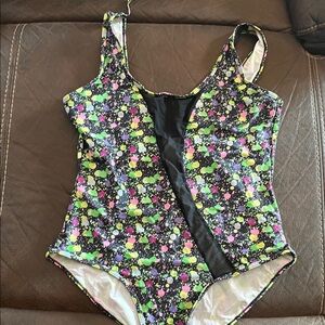 SHEIN Black Multicolor One Piece Swimsuit